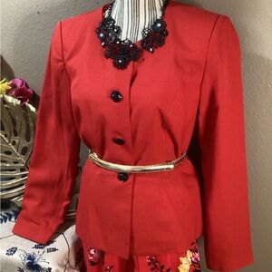 Chic Red Buttoned Blazer